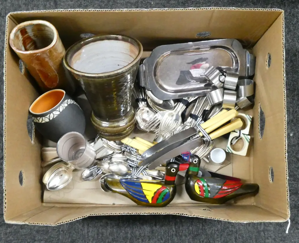 ASST. POTTERY, CUTLERY, NAPKIN RINGS (CLARICE CLIFF PR) ETC Image 1++