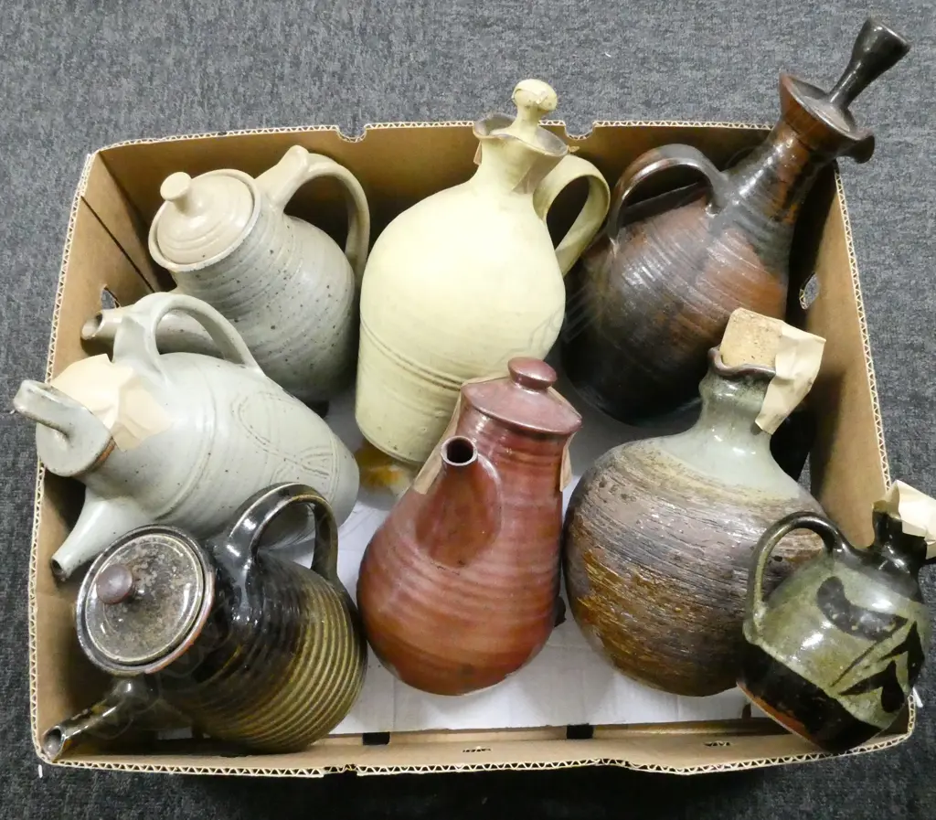 8 ASST NZ POTTERY JUGS & EWERS; CLIFFORD SMITH, IAN FIRTH, DOREEN BLUMDHART (AF), etc Image 1++