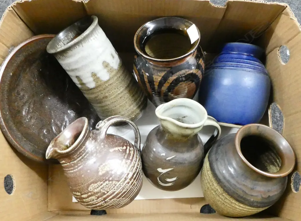 7 ASST NZ POTTERY PIECES etc; ALAN RHODES JUG, SOME OTHER LABELLED POTTERY PCES, etc  Image 1++