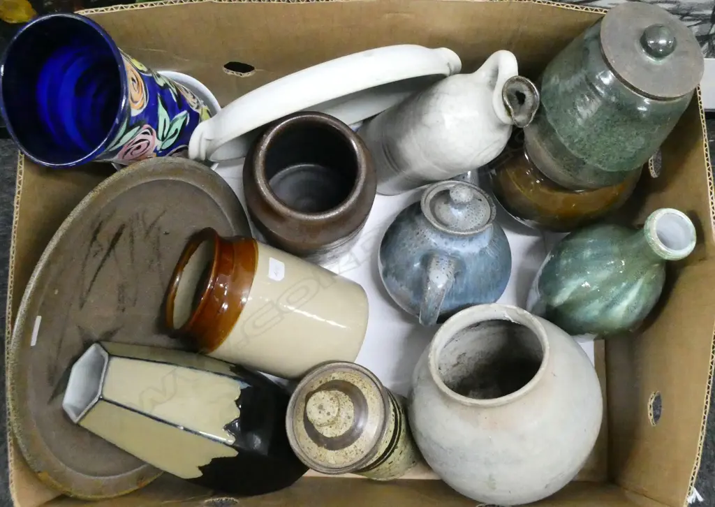 ASST MOSTLY UNMARKED POTTERY; IAN FIRTH STORAGE JAR, ANN VERDCOURT, etc Image 1++