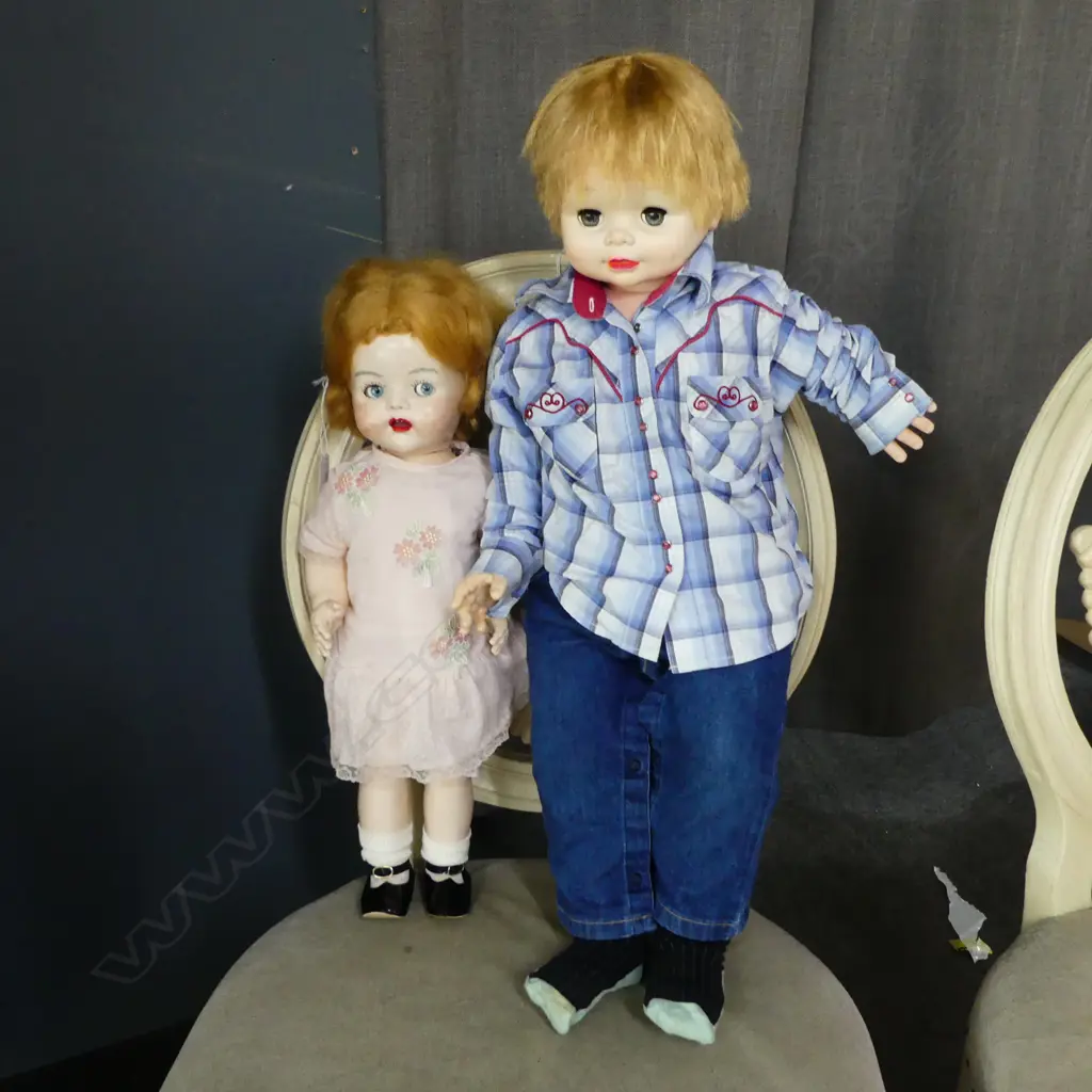 2 DOLLS; PEDIGREE GIRL H.550mm & EUGENE BOY H.750mm Image 1++