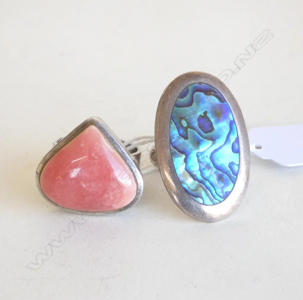 STG SILVER RING & STG? & PAUA RING SIZE N & R? Image 1++