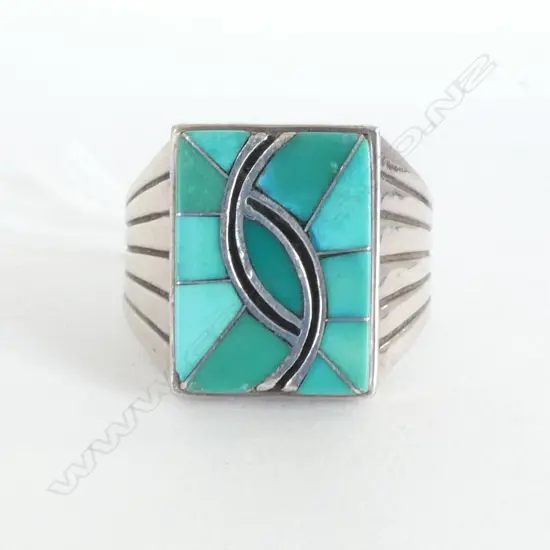 LG SILVER & TURQUOISE NAVAJO RING (CD11798) SIZE Y