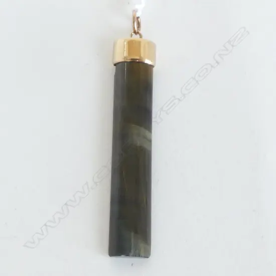 9CT GOLD TOPPED GREEN TIGERS EYE FOB PENDANT (CD6296)