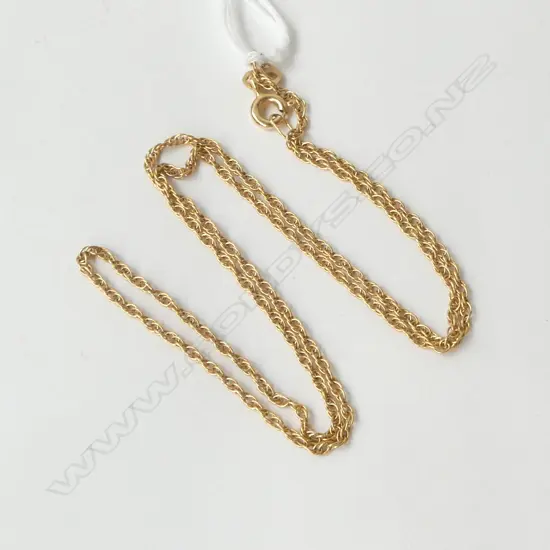 9ct YELLOW GOLD FINE NECK CHAIN L.400mm. 1.8gms