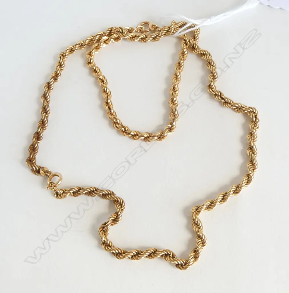 18ct YELLOW GOLD BRACELET 18cm & NECK CHAIN L. 40cm. both rope twist design 15.98gms Image 1++