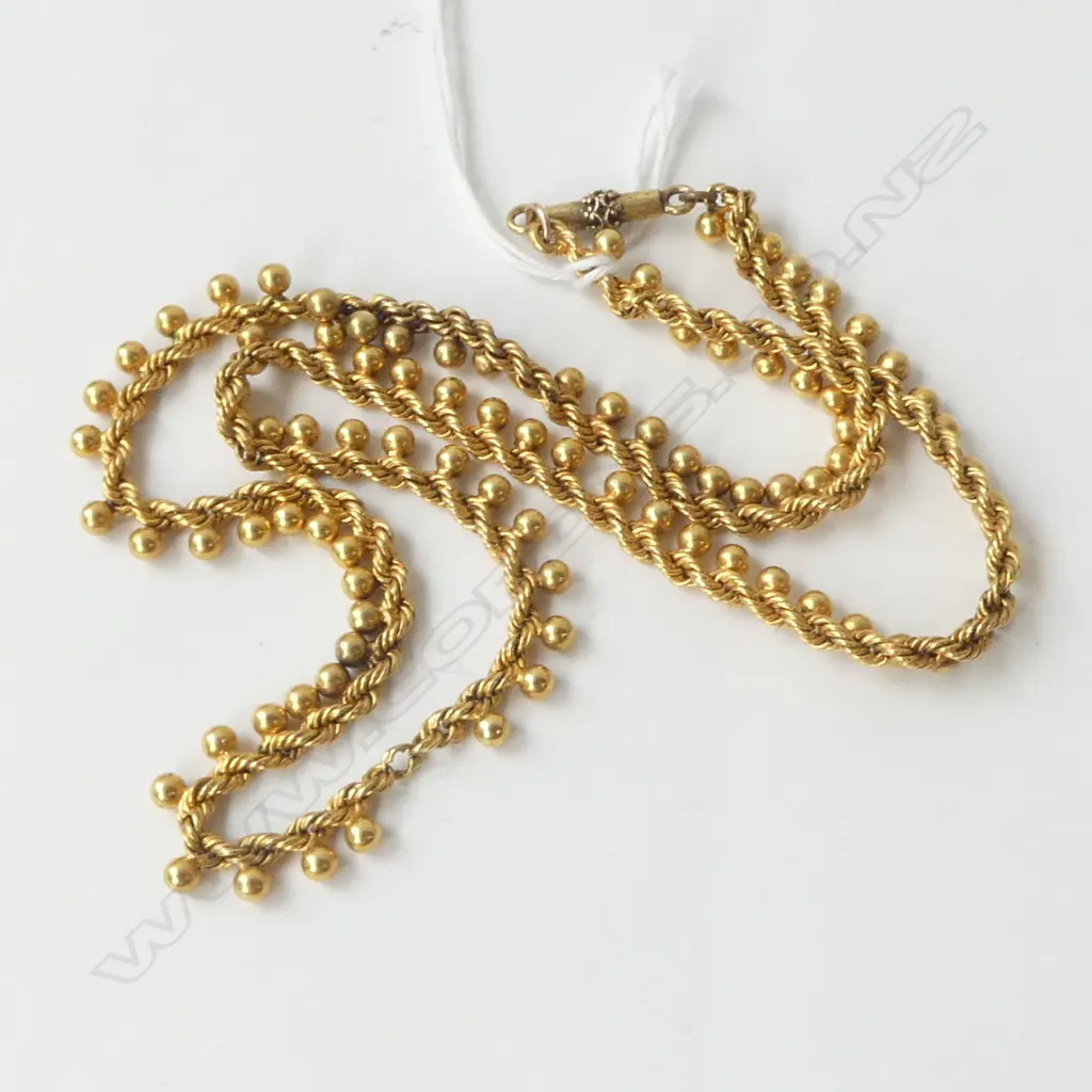 14CT YELLOW GOLD NECKLACE SMALL FAULT TO FRONT 2 BALLS MISSING 15.5 GMS Image 1++