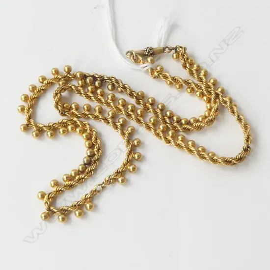 14CT YELLOW GOLD NECKLACE SMALL FAULT TO FRONT 2 BALLS MISSING 15.5 GMS