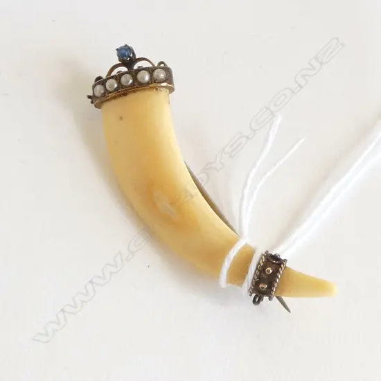 early 20thC 9ct GOLD & IVORY TUSK FORM BROOCH