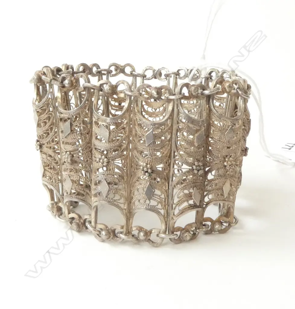 ANTIQUE INDIAN SILVER FILIGREE BRACELET (CD12029) Image 1++