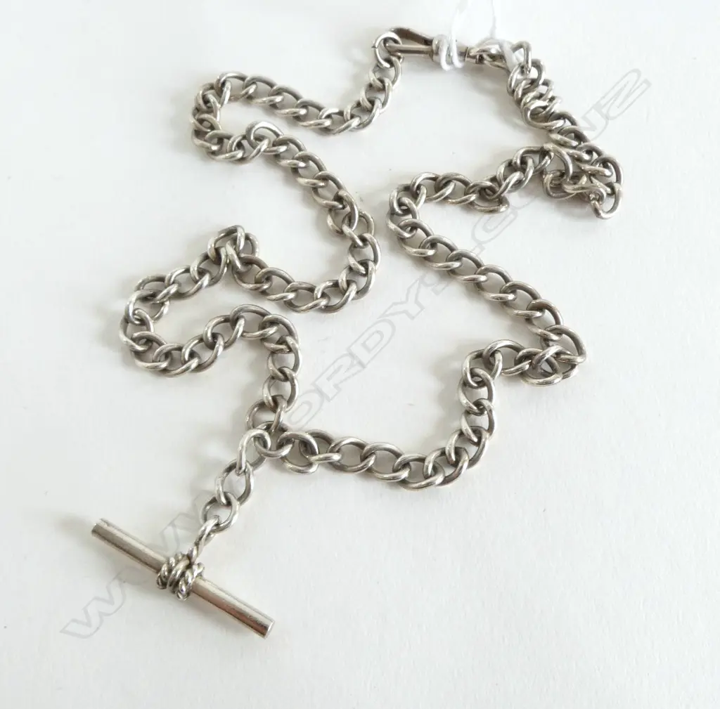 SILVER CURB LINK FOB CHAIN, 28.3gm (CD9092) Image 1++
