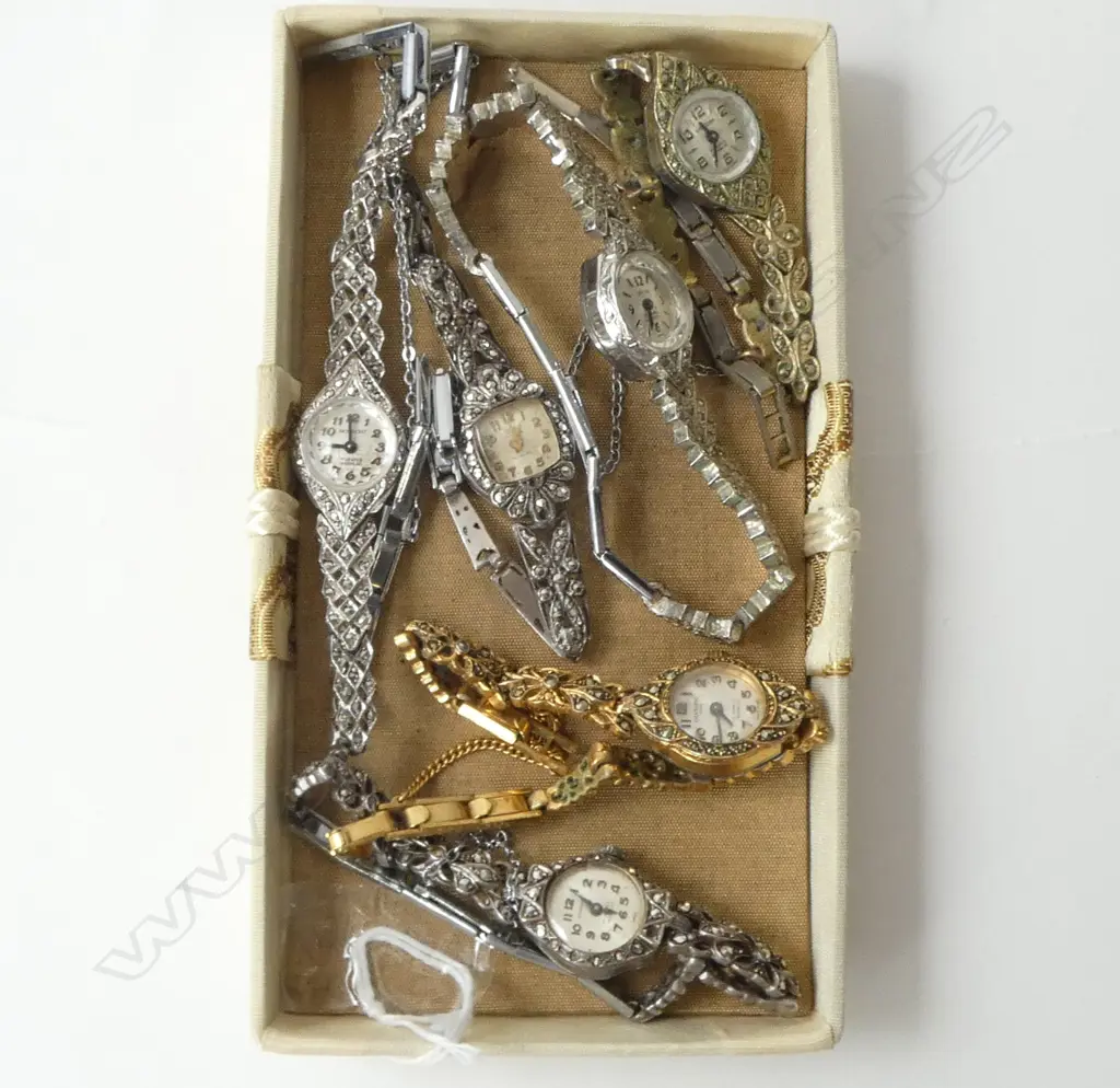 6 LADIES MARQUISITE WRIST WATCHES Image 1++