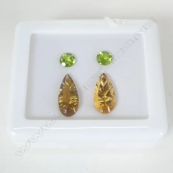SET - PR ROUND CUT PERIDOTS & PEAR CUT CITRINES, 31.44ct, w AIG REPORT