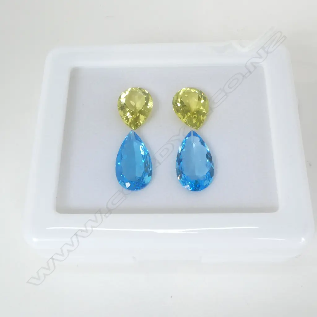 SET - PR PEAR CUT TOPAZ & PEAR CUT CITRINES, 36.80ct, w AIG REPORT Image 1++