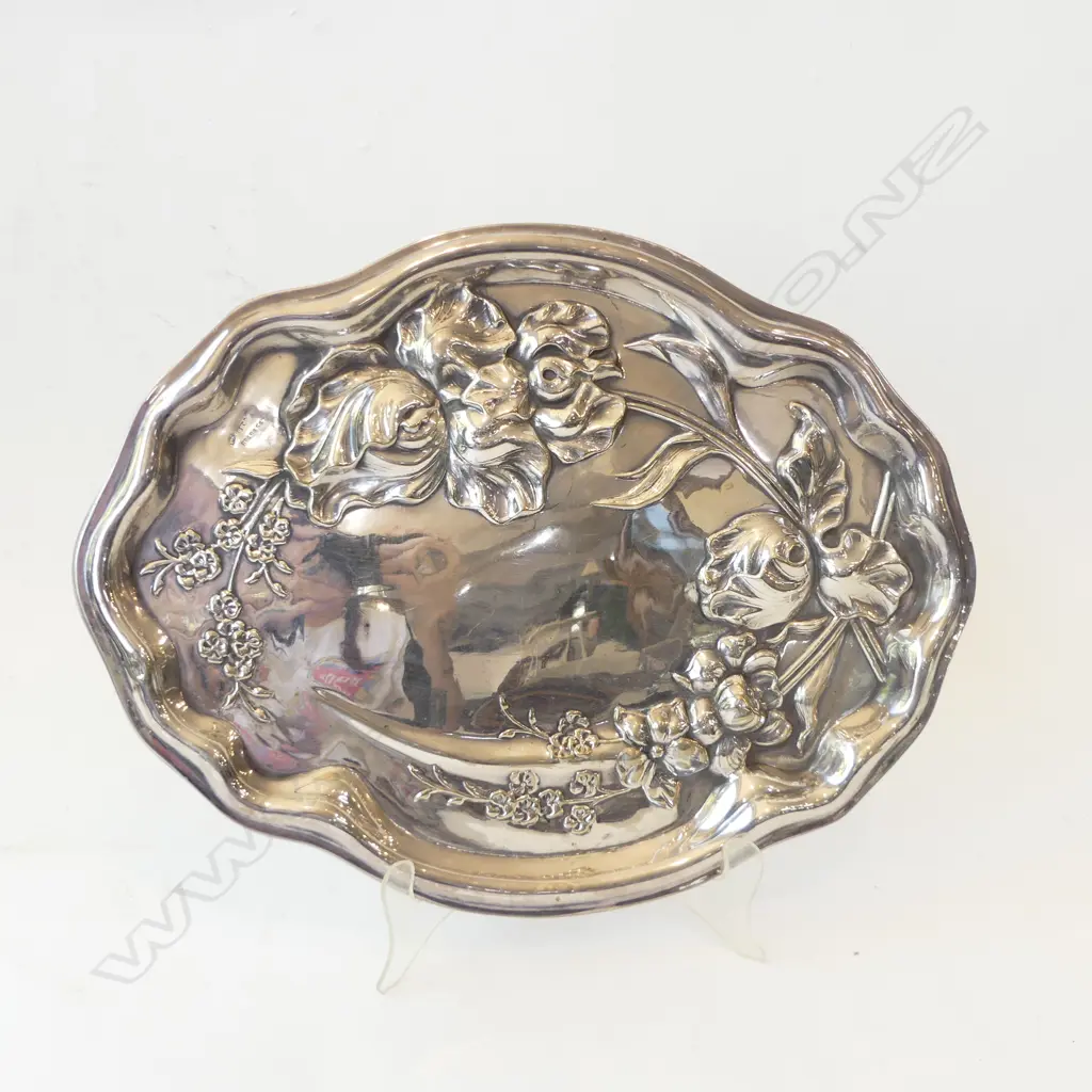ART NOUVEAU EMBOSSED DRESSING TABLE TRAY SILVER PLATED, L.330MM Image 1++
