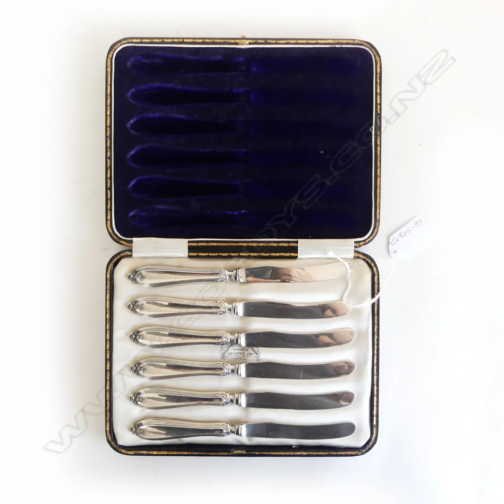 SET 6 SILVER HANDLED BUTTER KNIVES, SHEFFIELD 1894, 158gm TOTAL WEIGHT INCLDS BLADES (0000) Image 1++