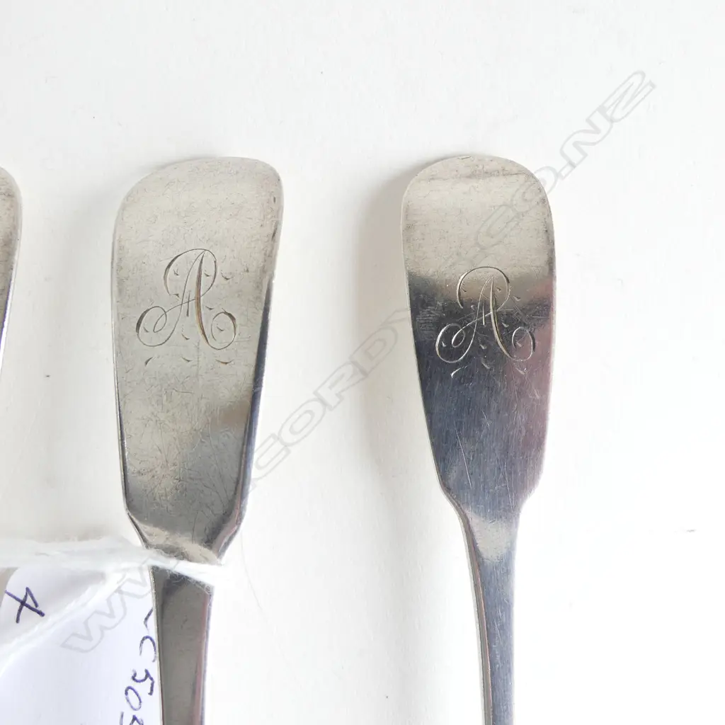 SET 4 SILVER DESSERT SPOONS, DUBLIN 3x1815 & 1x1824, 129gms (CD7785) Image 1++