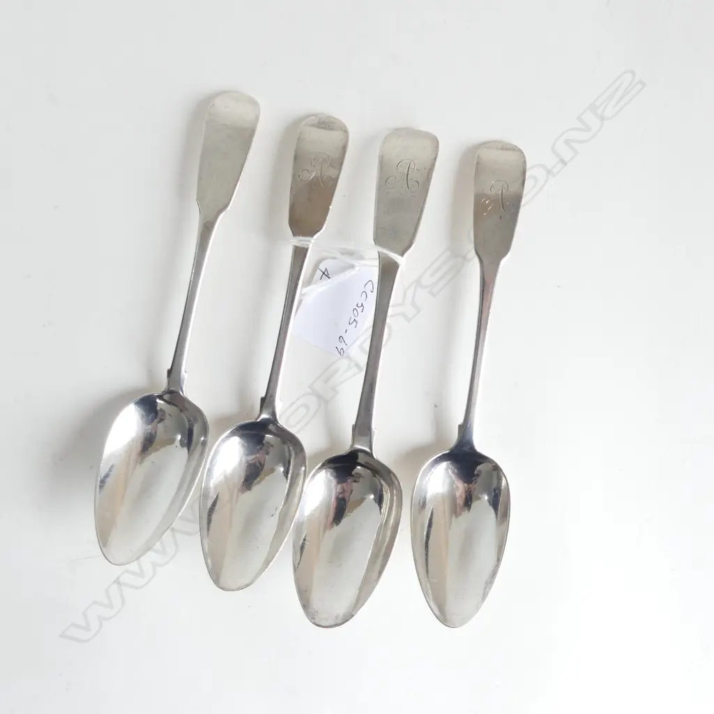 SET 4 SILVER DESSERT SPOONS, DUBLIN 3x1815 & 1x1824, 129gms (CD7785) Image 1++