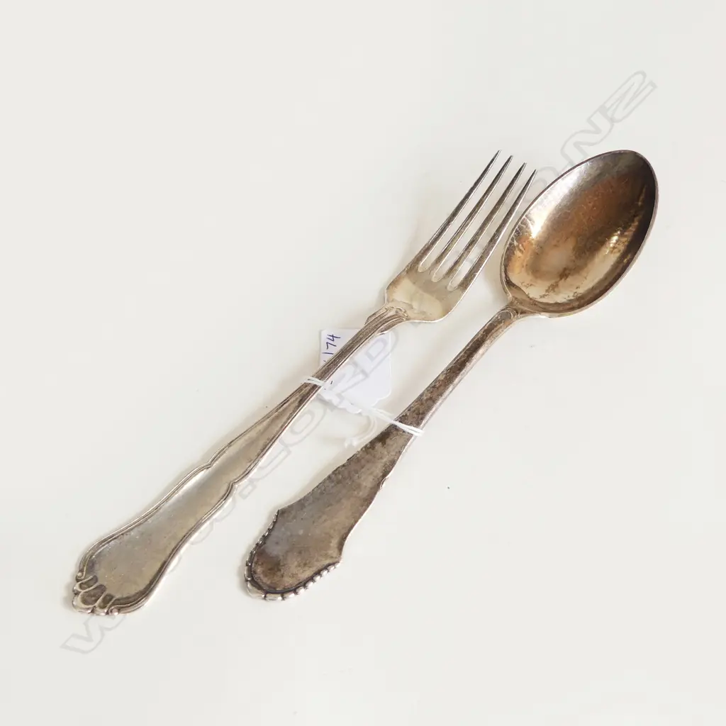 DANISH SILVER DINNER TABLESPOON & FORK 108GMS Image 1++
