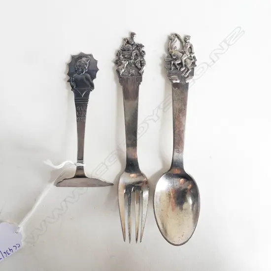 DANISH SILVER CHILDS SPOON & FORK & FEEDER78GMS