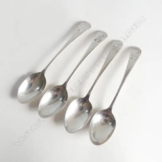 4 S/SILVER COFFEE SPOONS BOWLERS MOTIF 45GMS