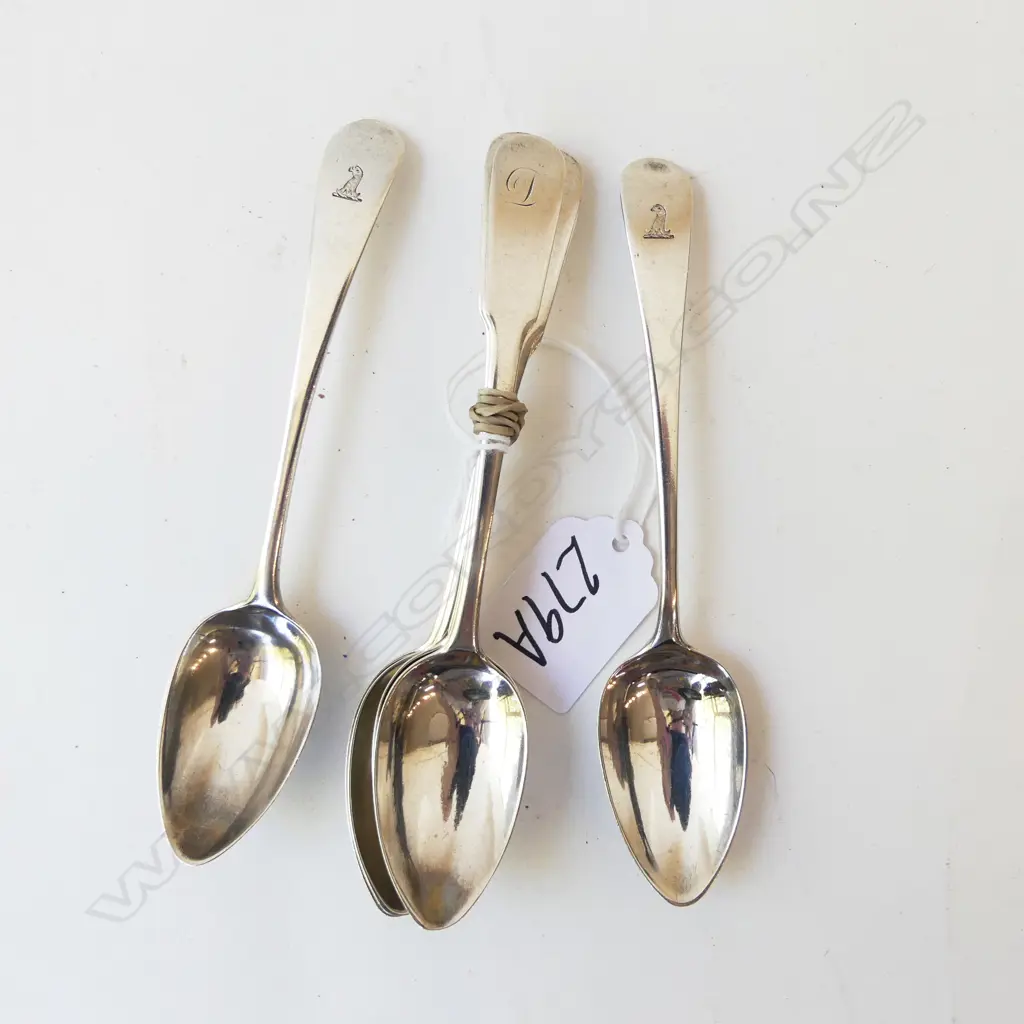 6 STG SILVER TEASPOONS; 4 EDINBURGH 1806, 2 LONDON 1796 88gms Image 1++