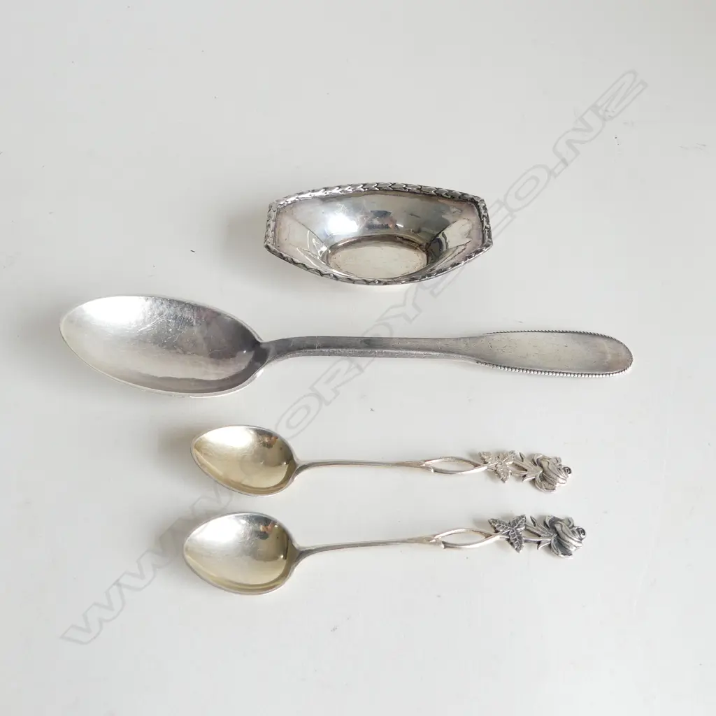 4 PCS CONT SILVER DINNER SPOON CONDIMENT & 2 COFFEE SPOONS 81GMS Image 1++