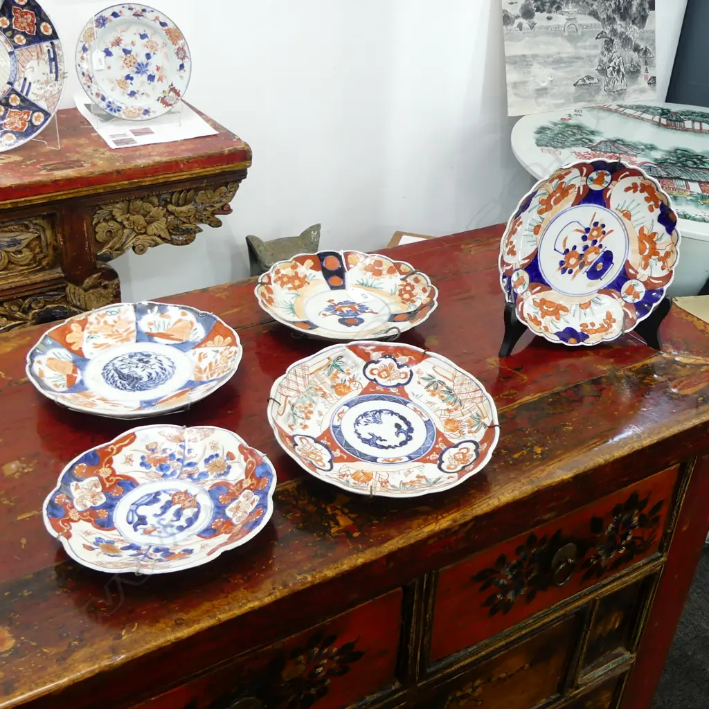 5 IMARI PLATES 215mm dia CHIPS Image 1++