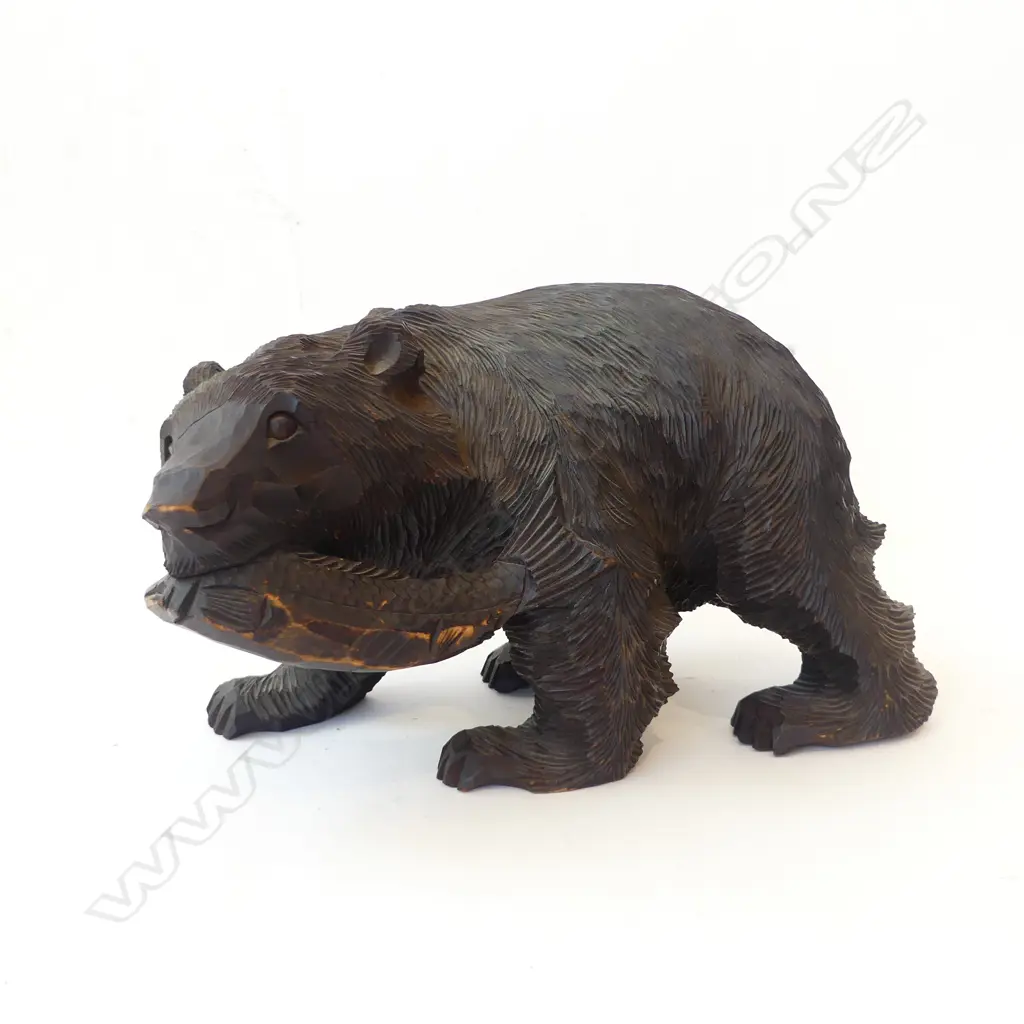 LARGE 1950S SIGNED CARVED JAPANESE BEAR L270MM Image 1++