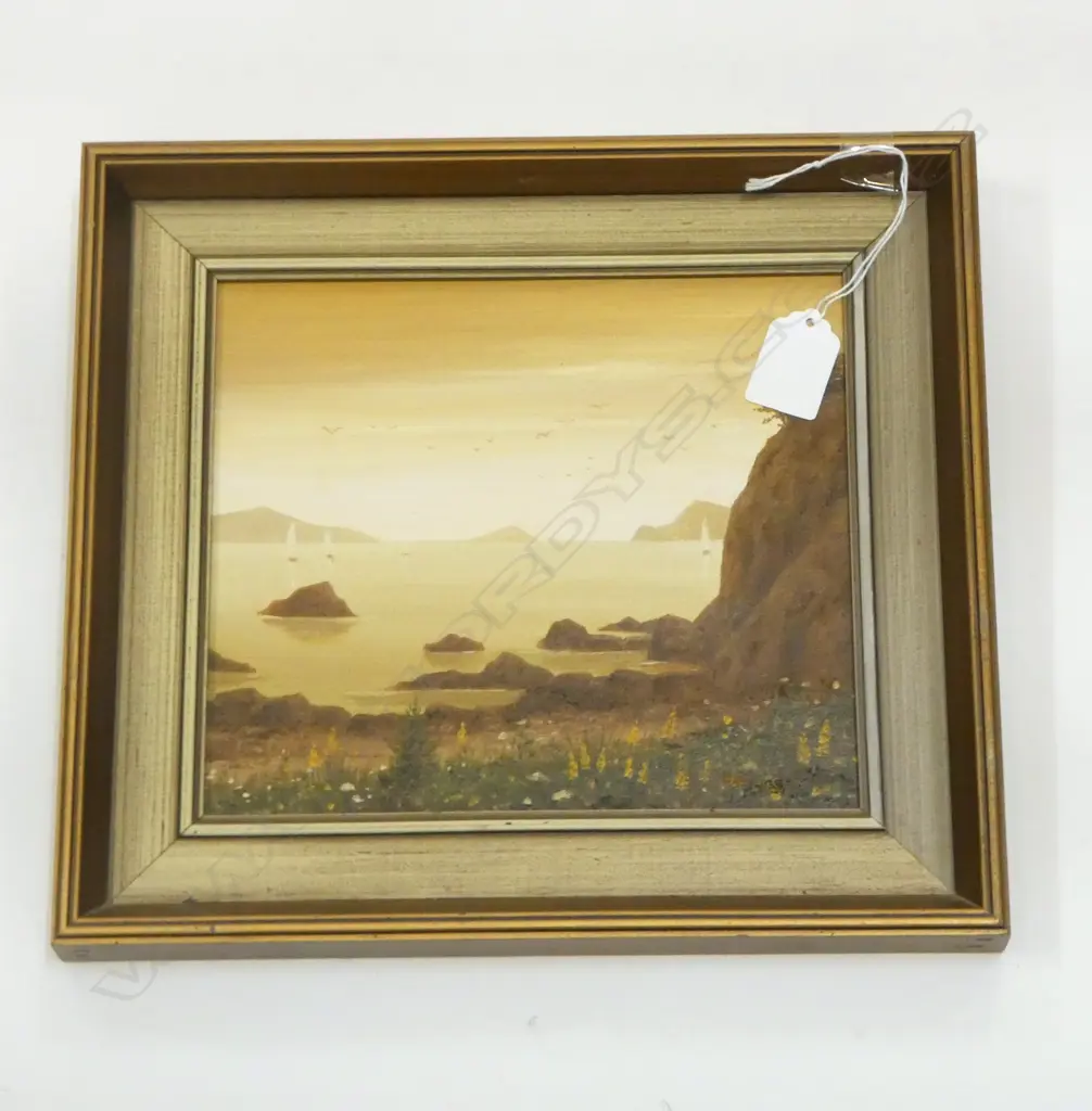 EVENING BAY OF ISLANDS'  OIL ON BOARD BY HANS BRUTSCH SIGNED, 180X200mm Image 1++