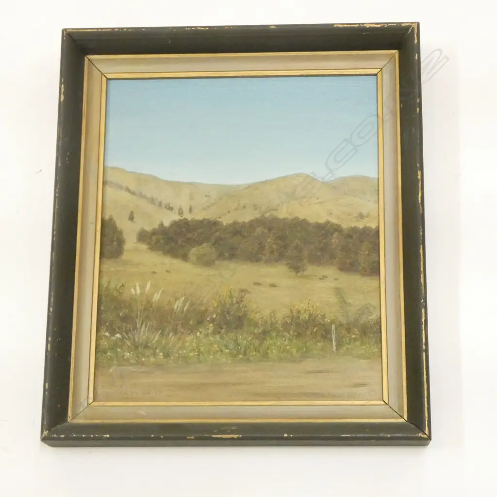 HILLFARM:TANGOWAHINE VALLEY' OIL ON BOARD BY HANS BRUTSCH, SIGNED & DATED '77, 290X240mm Image 1++