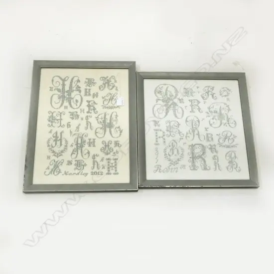 2 FRAMED SAMPLERS 400x290mm