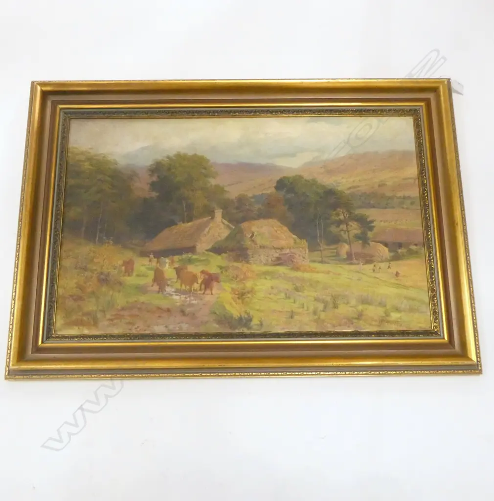 WILLIAM M. PRATT (SCOTTISH 1854-1936) 'THE CROFTERS LOT' OIL ON BOARD 420x675mm... Image 1++