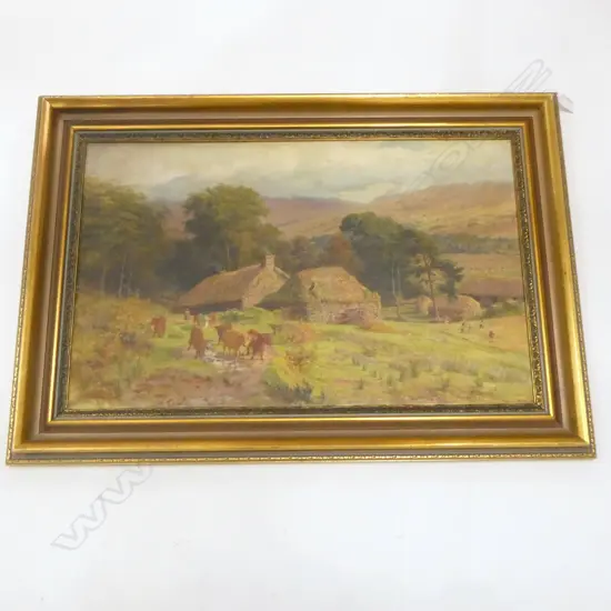 WILLIAM M. PRATT (SCOTTISH 1854-1936) 'THE CROFTERS LOT' OIL ON BOARD 420x675mm...