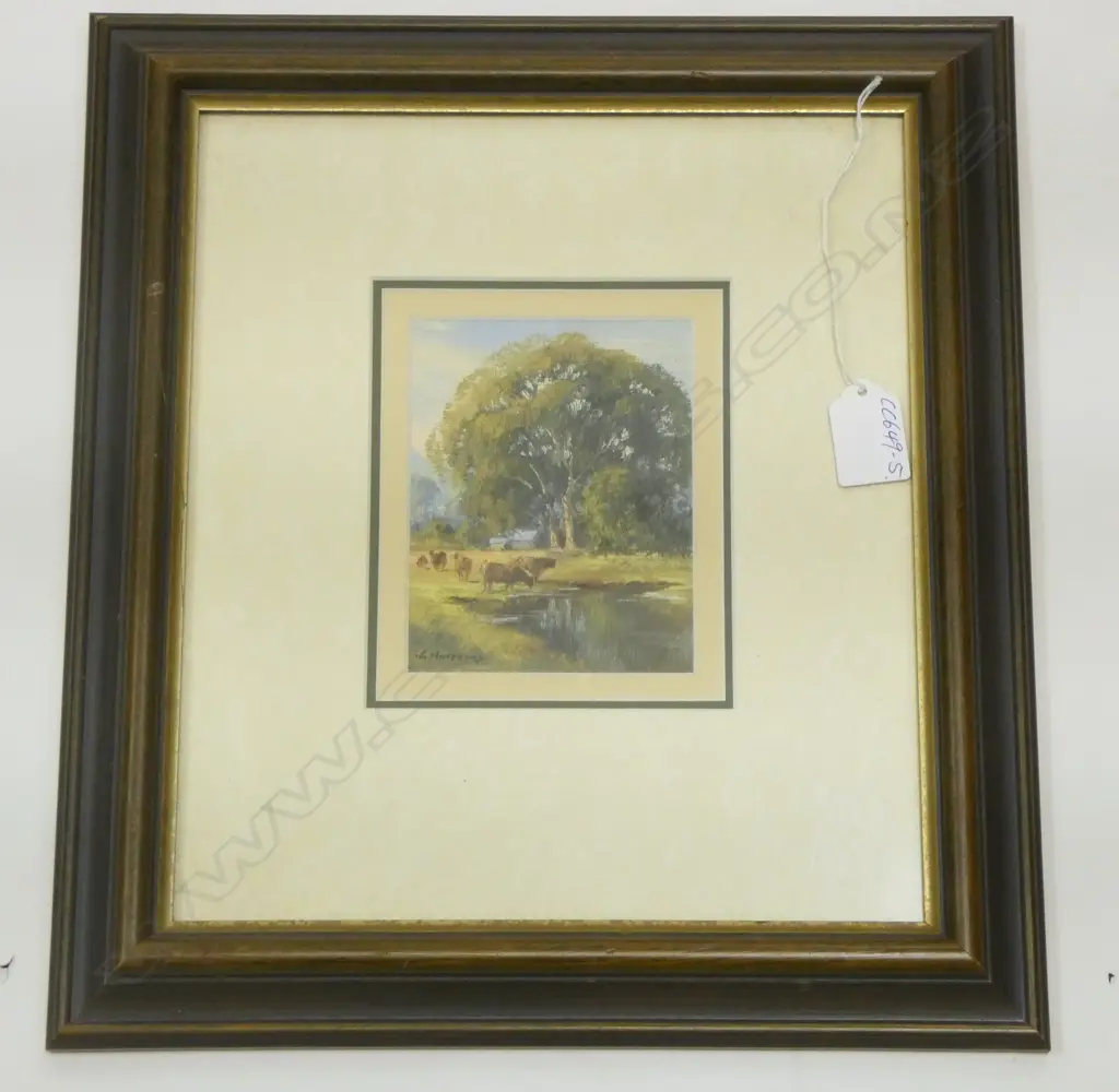 G MUTSAER OIL PAINTING 'GRAZING PASTURES _ YEA' signed. Details verso. 120 x 95mm Image 1++