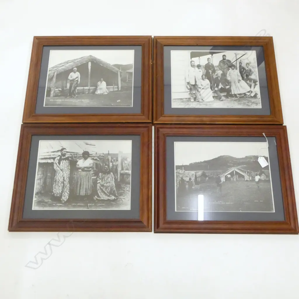 4 EARLY 20thC PHOTO REPRINTS OF MAORI (2 BURTON BROS.) 235x315mm Image 1++