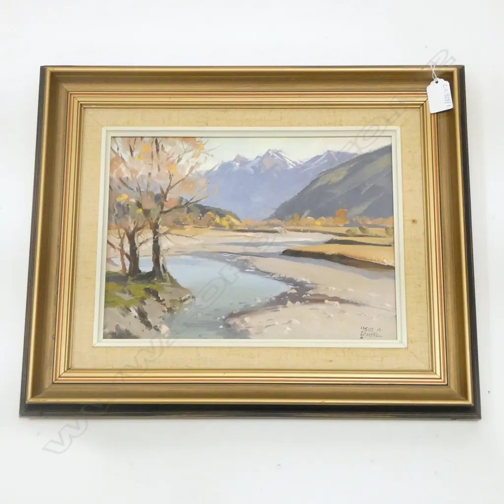 LESLIE A. CAMPBELL (b. 1925) 'REES RIVER GLENORCHY' OIL ON BOARD, 215x290mm Image 1++