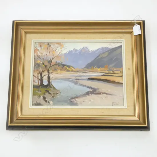 LESLIE A. CAMPBELL (b. 1925) 'REES RIVER GLENORCHY' OIL ON BOARD, 215x290mm