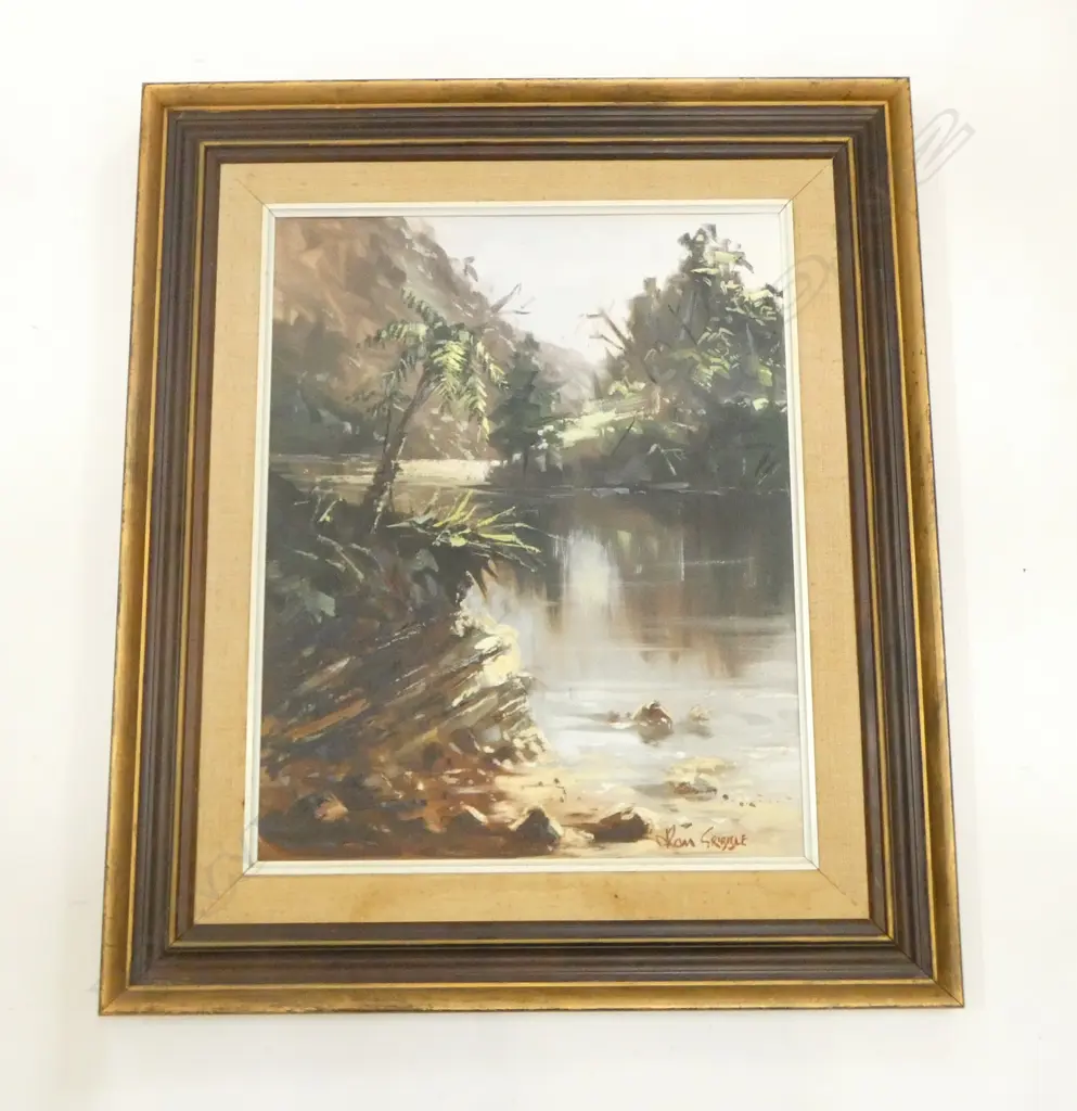 RON GRIBBLE (b. 1949), BUSH STREAM, OIL ON BOARD, 500x395mm Image 1++