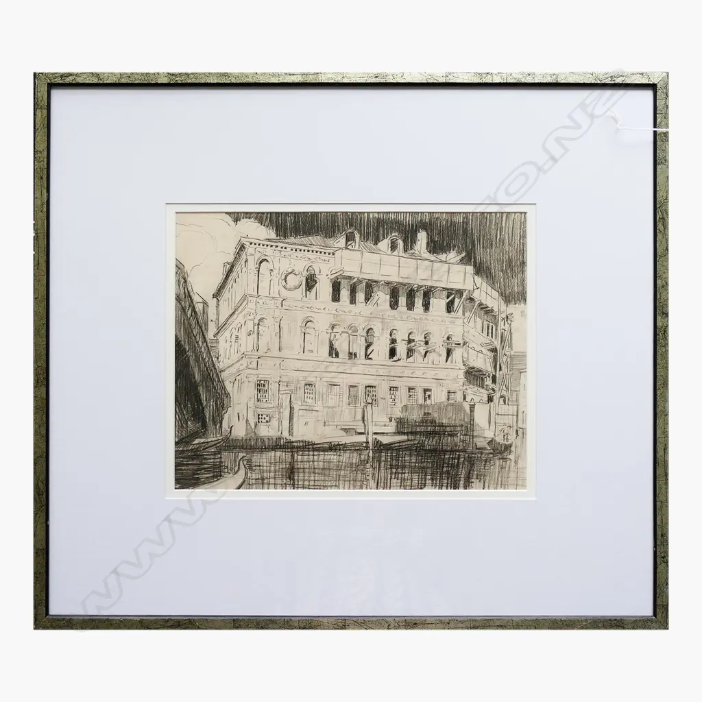 JOHN WEEKS - VENETIAN SCENE CHARCOAL ON PAPER - 365 X 290MM Image 1++