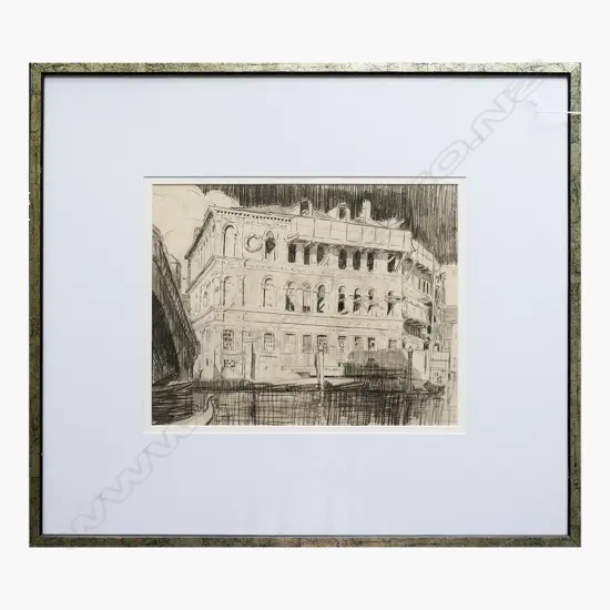 JOHN WEEKS - VENETIAN SCENE CHARCOAL ON PAPER - 365 X 290MM