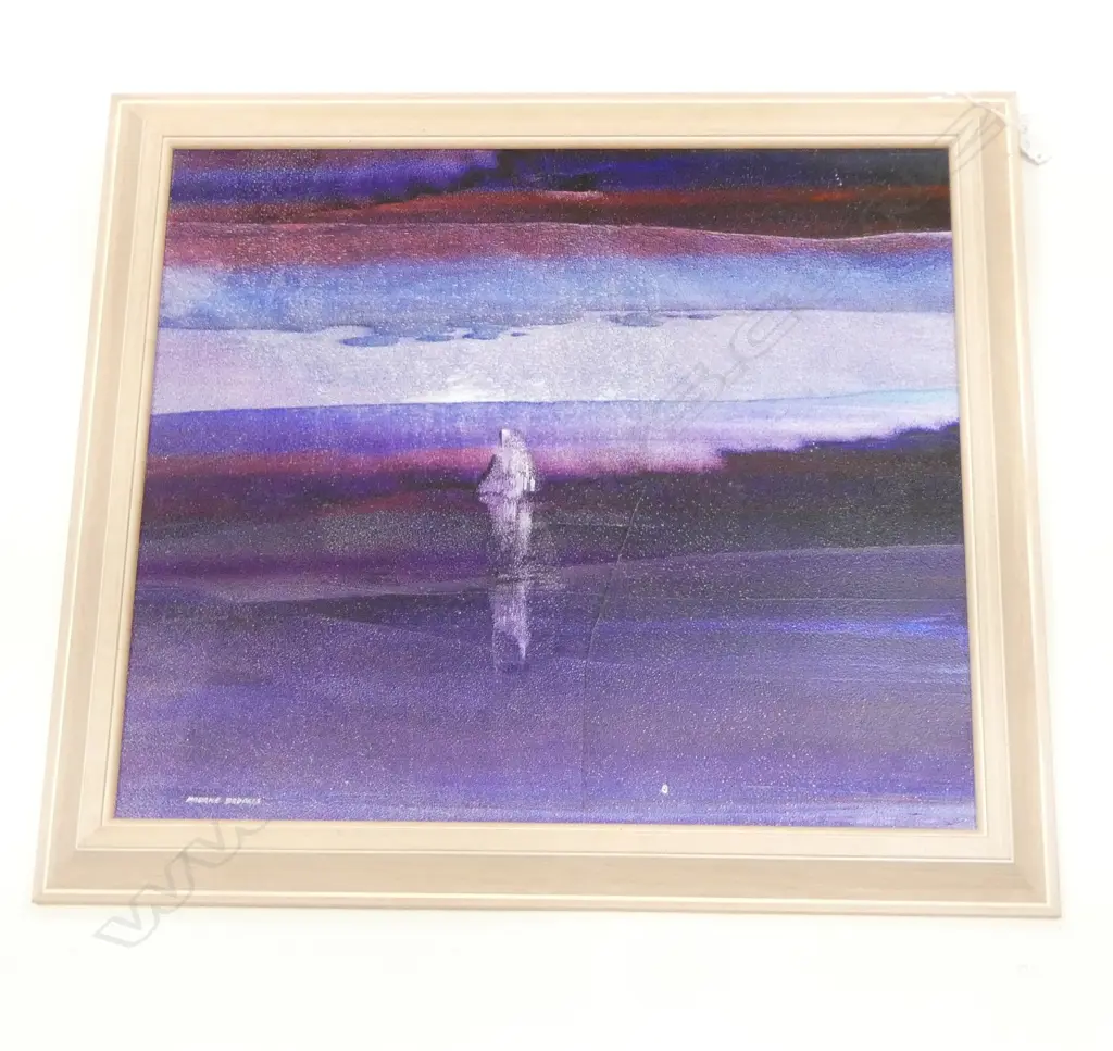MAURICE BROOKES 'PURPLE BEACH' OIL ON BOARD 420x475mm Image 1++