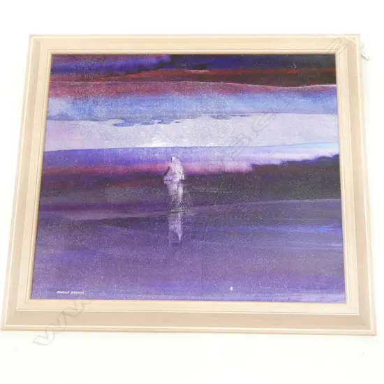 MAURICE BROOKES 'PURPLE BEACH' OIL ON BOARD 420x475mm