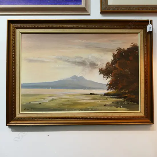 DAVID STONE, RANGITOTO, OIL ON BOARD, 395x600mm