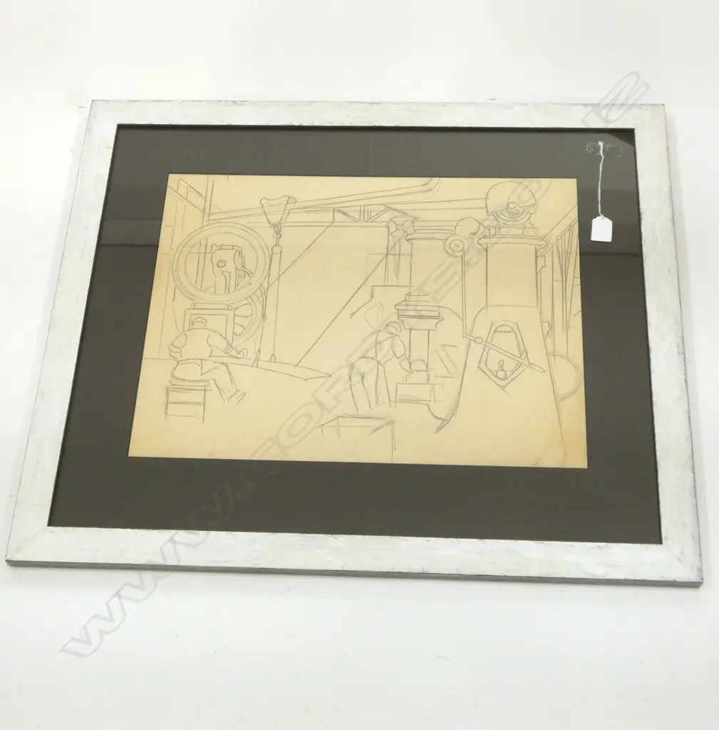 JOHN WEEKS - INDUSTRIAL SKETCH GRAPHITE ON PAPER C. 1930  510 X 390MM Image 1++