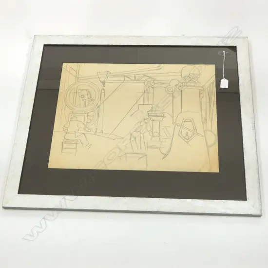 JOHN WEEKS - INDUSTRIAL SKETCH GRAPHITE ON PAPER C. 1930  510 X 390MM