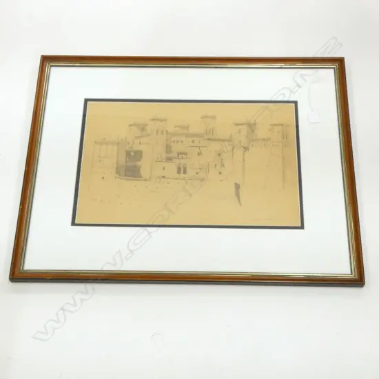 JOHN WEEKS - CASBAH ANIMITER GRAPHITE SKETCH C. 1920S - SIGNED 300 X 480MM