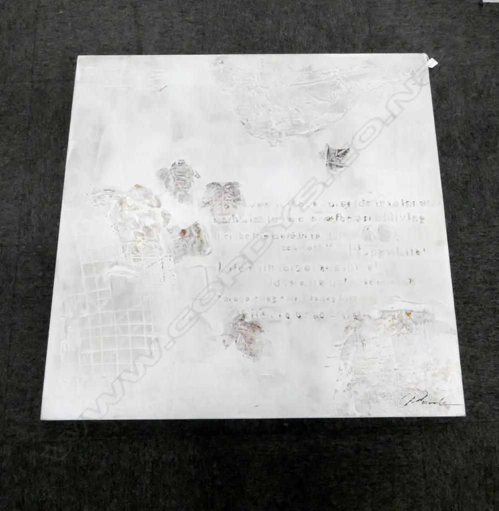 LG WHITE MIXED MEDIA ARTWORK ON CANVAS, SIGNED 1000x1000mm Image 1++