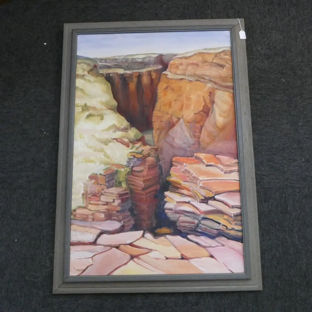 ZOE IRELAND (nee D'Arcy 1912-2005) 'THE RED GORGE WITTENOOM W. AUSTRALIA' OIL ON BOARD 900x590mm Image 1++