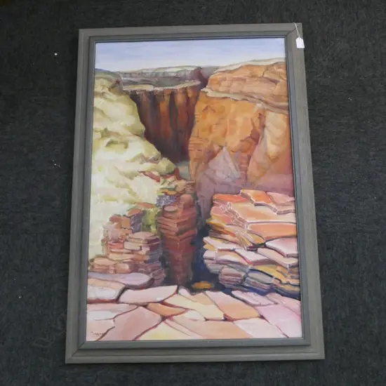 ZOE IRELAND (nee D'Arcy 1912-2005) 'THE RED GORGE WITTENOOM W. AUSTRALIA' OIL ON BOARD 900x590mm